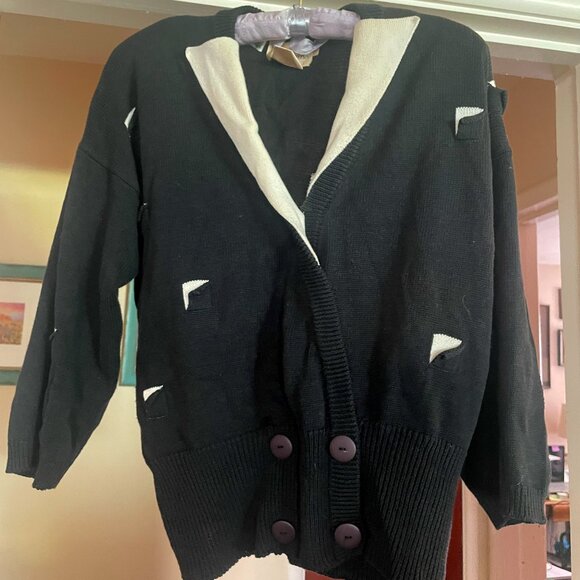Bergorf Goodman Mirrors of Krizia Retro Tuxedo Design Sweater with removable pad - Picture 1 of 4